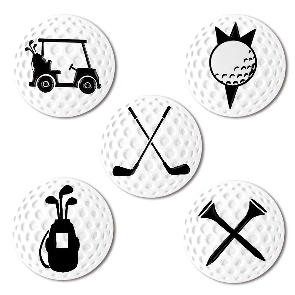 Myartte Creative Golf Ball Marker Soft Enamel Golf Markers 24.4Mm Assorted 5 Pcs (Golf Club)
