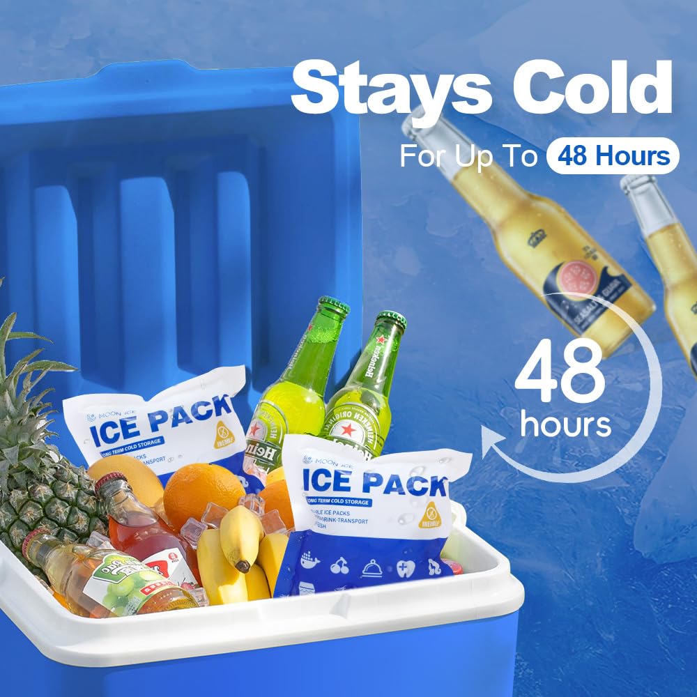 Blue Ice Packs For Coolers, Shipping And Lunch Box | Cold For Up To 48 Hours | Slim Size Long-Lasting Reusable Ice Pack | Gel Fr