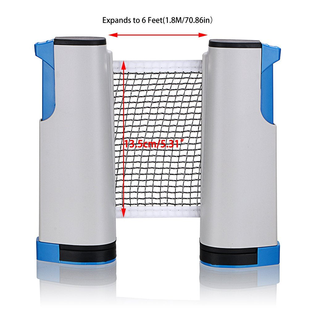 Hipiwe Retractable Table Tennis Net Replacement, Ping Pong Net And Post, 6 Feet(1.8M, Fits Tables Up To 2.0 Inch (5.0 Cm) (White