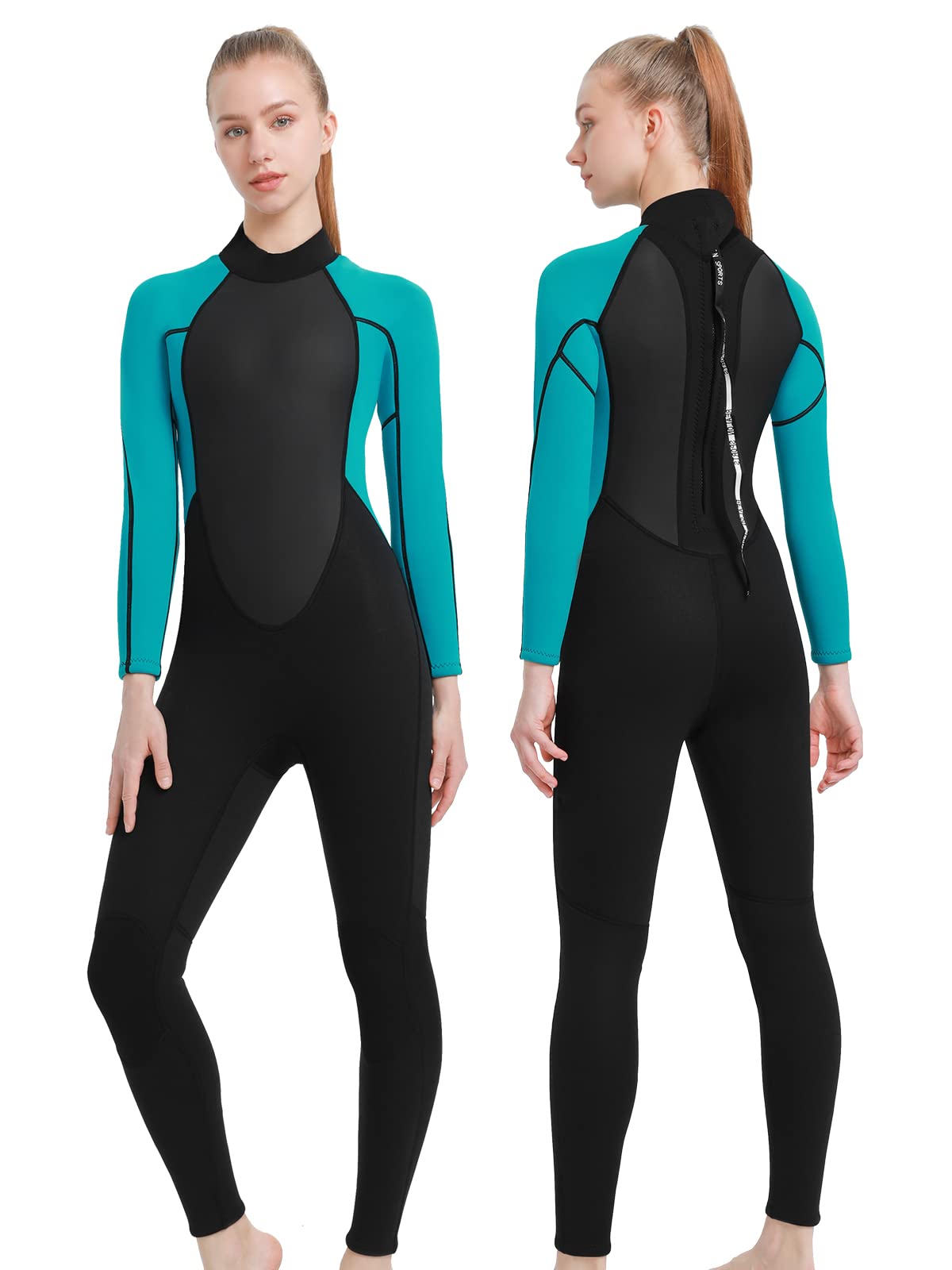 REALON Full Mens Womens Wetsuit 3mm Neoprene Diving Scuba Swimming Thermal Wet Suits Front/Back Zipper Cold Water Warm Swimsuit