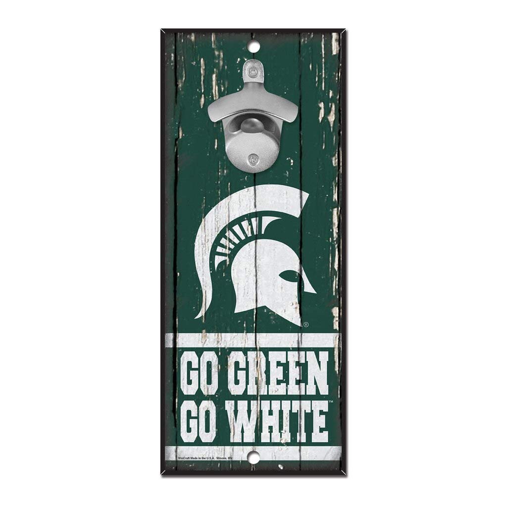 NCAA Michigan State Spartans 5x11 Wood Sign Bottle Opener, Team Colors, 5x11