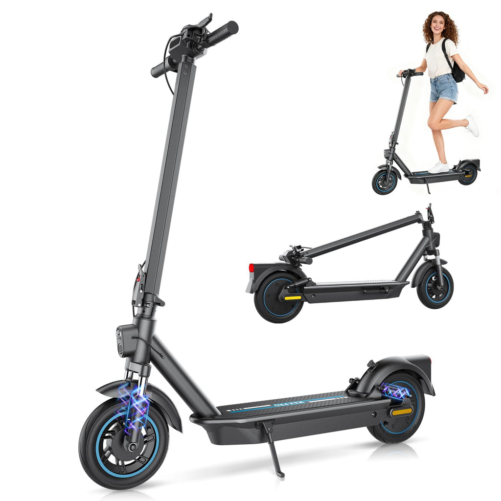 Electric Scooter,28 Mile Range Double Shock Absorption System,10   Solid Tires,Up to 25MPH,500W Powerful Motor,540W/H Foldable E
