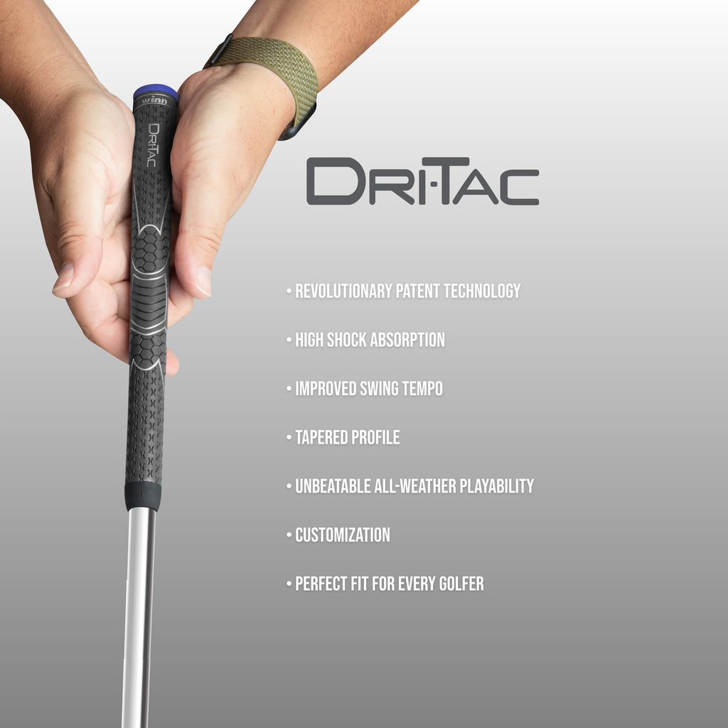 Winn Dri-Tac Midsize (+1/16 Inch) Navy Blue 13 Piece Golf Grip Bundle (