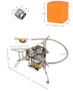 Dzrzvd Windproof Portable Backpacking Stove Burner,Piezo Ignition,Stove Adapter,Safe Pipeline,High-Power,Lightweight,Propane But