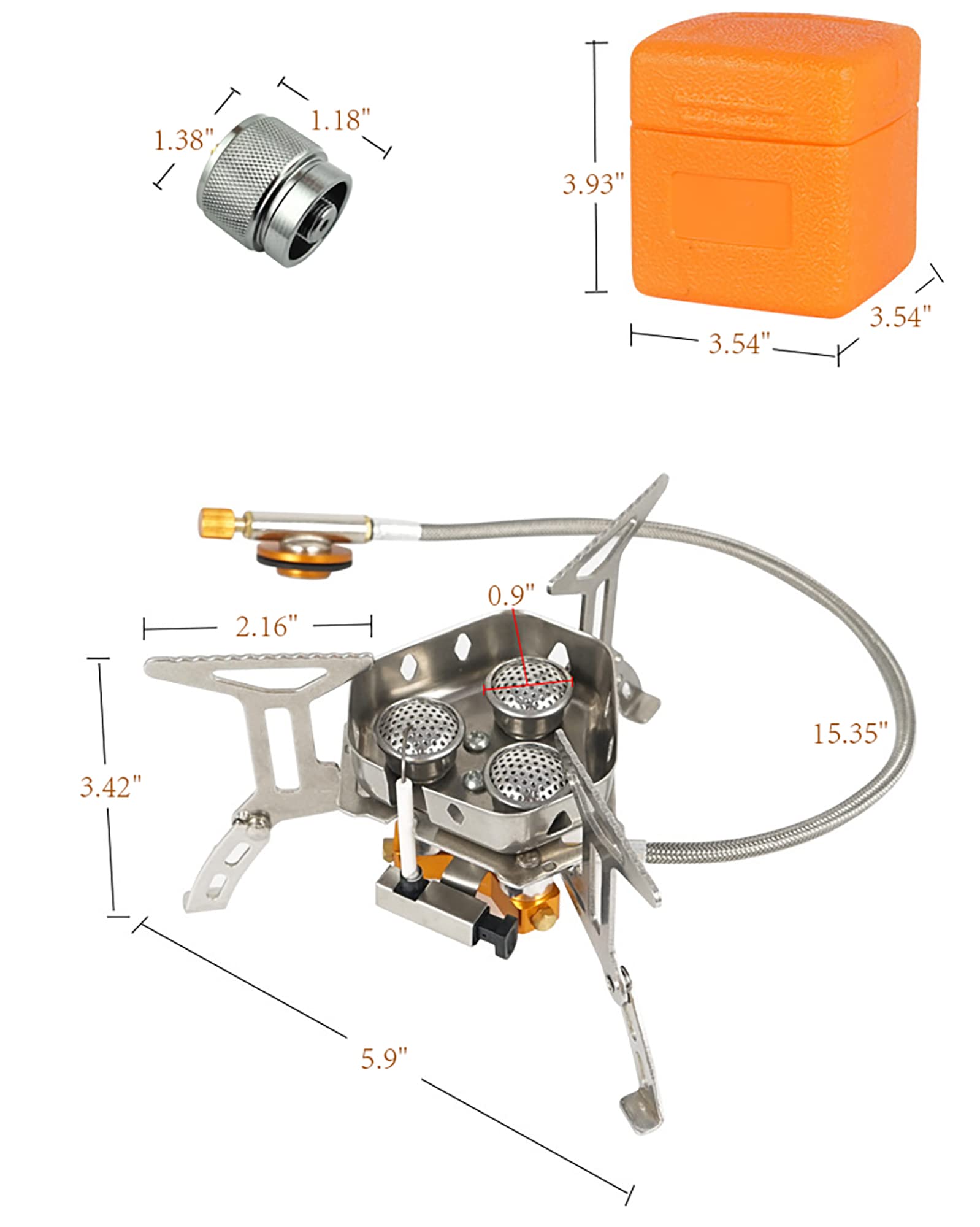 Dzrzvd Windproof Portable Backpacking Stove Burner,Piezo Ignition,Stove Adapter,Safe Pipeline,High-Power,Lightweight,Propane But
