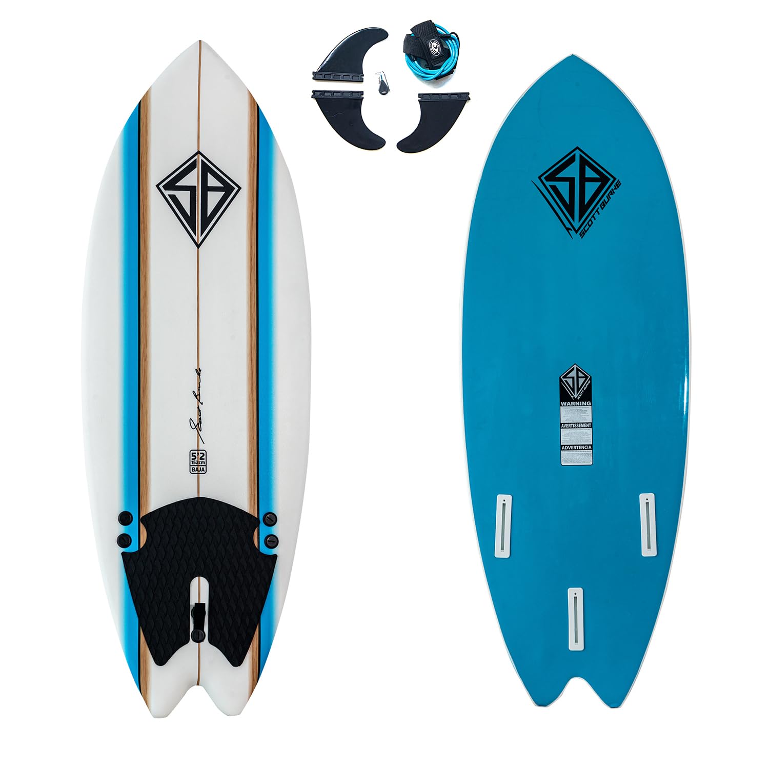 Scott Burke 52 Baja Fish Soft Surfboard, Blue