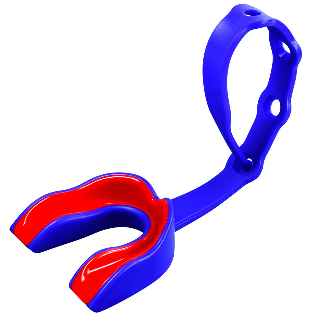Oral Mart Blue/Red Strapped Youth Mouth Guard For Kids - Sports Mouthguard With Strap For Football, Ice Hockey, Lacrosse, Taekwo