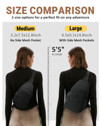 Tuwubi Crossbody Bags for Women, Sling Bag for Men, Small Hiking Backpack Anti Theft Lightweight for Outdoors Travel (M, Black)