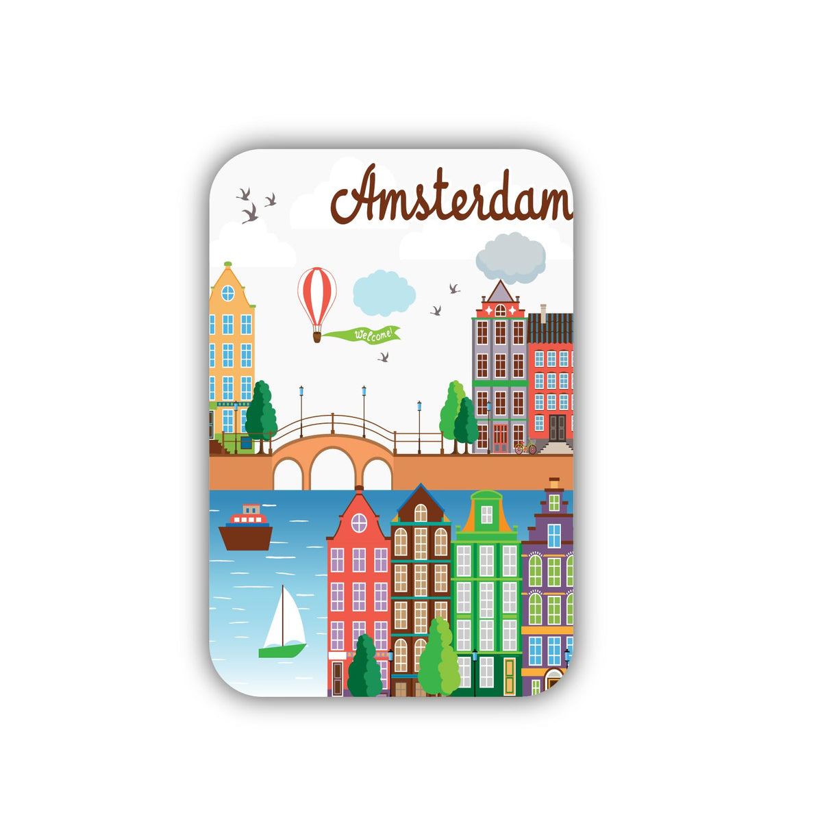 ISEE 360 Welcome Amsterdam Fridge Magnet Souvenir for Kitchen/Refrigerator/Home/Office Doors Decors MulticolorTravel Souvenir Gi