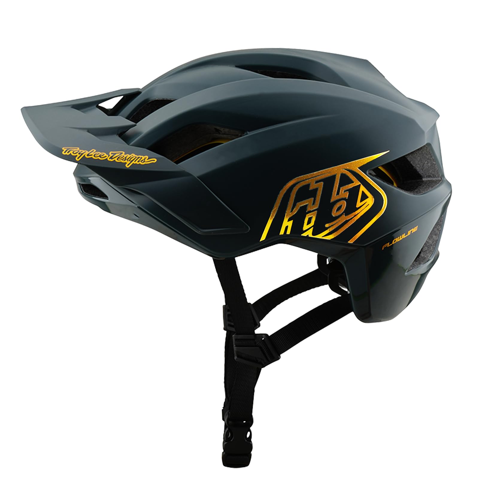 Troy Lee Designs Youth Flowline Helmet MIPS for Mountain Bicycle MTB, Point Gray / Gold, Youth OSFA