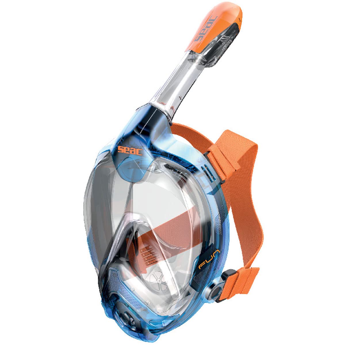 Seac Magica, Full Face Antifog Snorkelling Mask With Soft Facial Skirt In 2 Sizes, Exhalation Valve And Dry Snorkel Top, Blue/Or