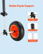 Vevor Kayak Cart, 280Lbs Load Capacity With 10 Inch Solid Tires, Heavy Duty Detachable Canoe Trolley Cart With Adjustable Width