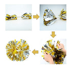 Hooshing 2Pcs Silver Pom Poms Cheerleading With Baton Handle For Team Spirit School Sports Dance Cheering