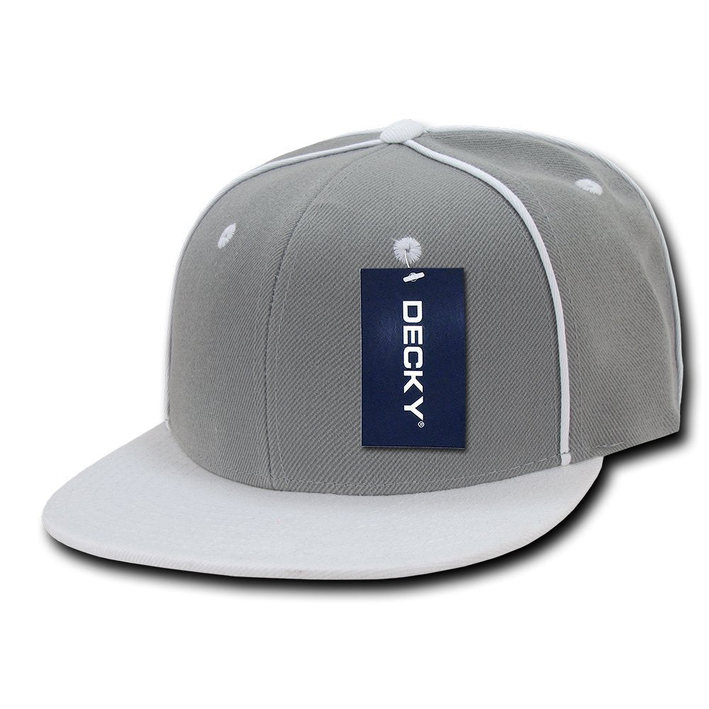Decky 1078-Wht Piped Crown Snapbacks  White