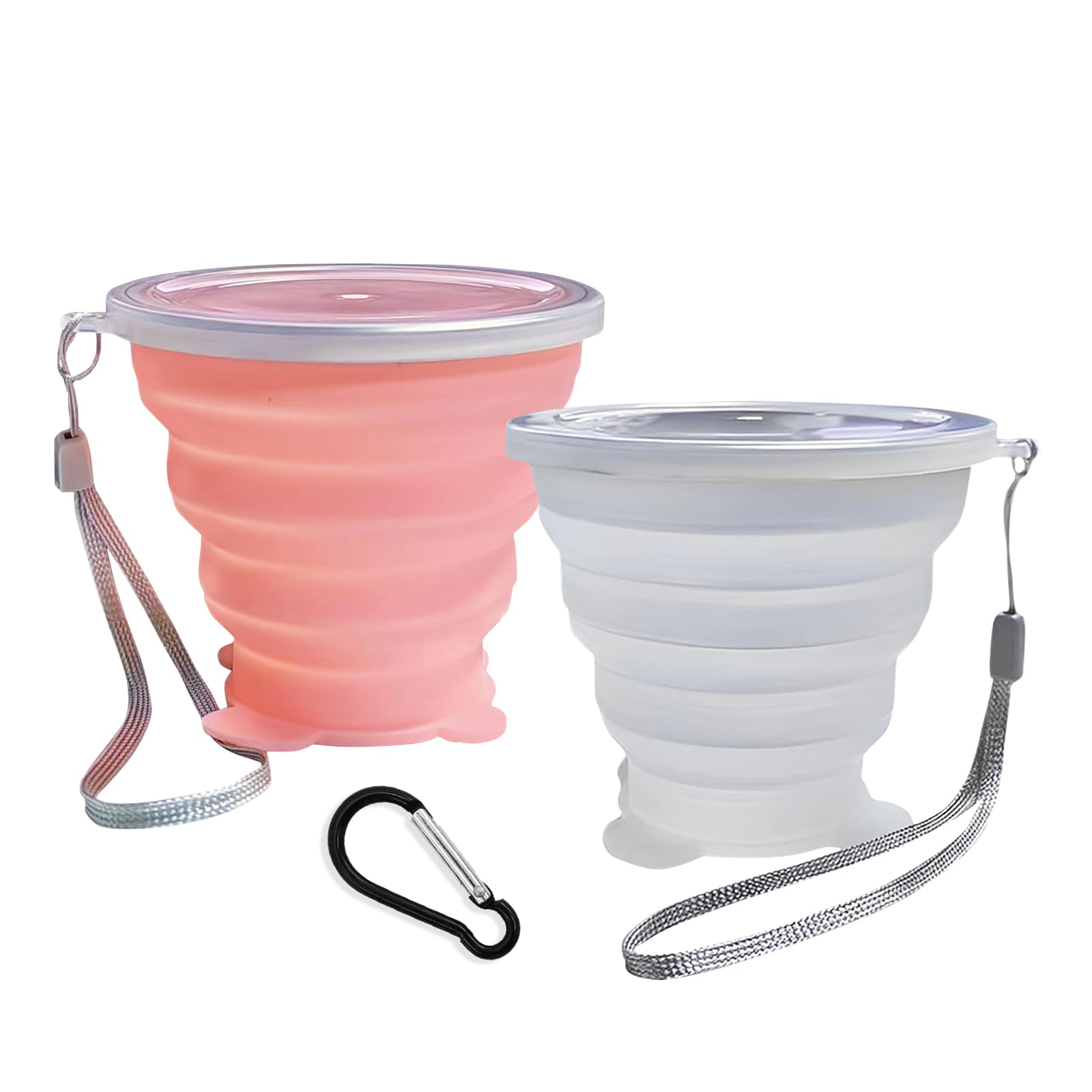 Collapsible Cup-Silicone Small Foldable Cup-Expandable Folding Drinking Cup-Reusable Portable Mugs Cups With Lids For Travel, Ca