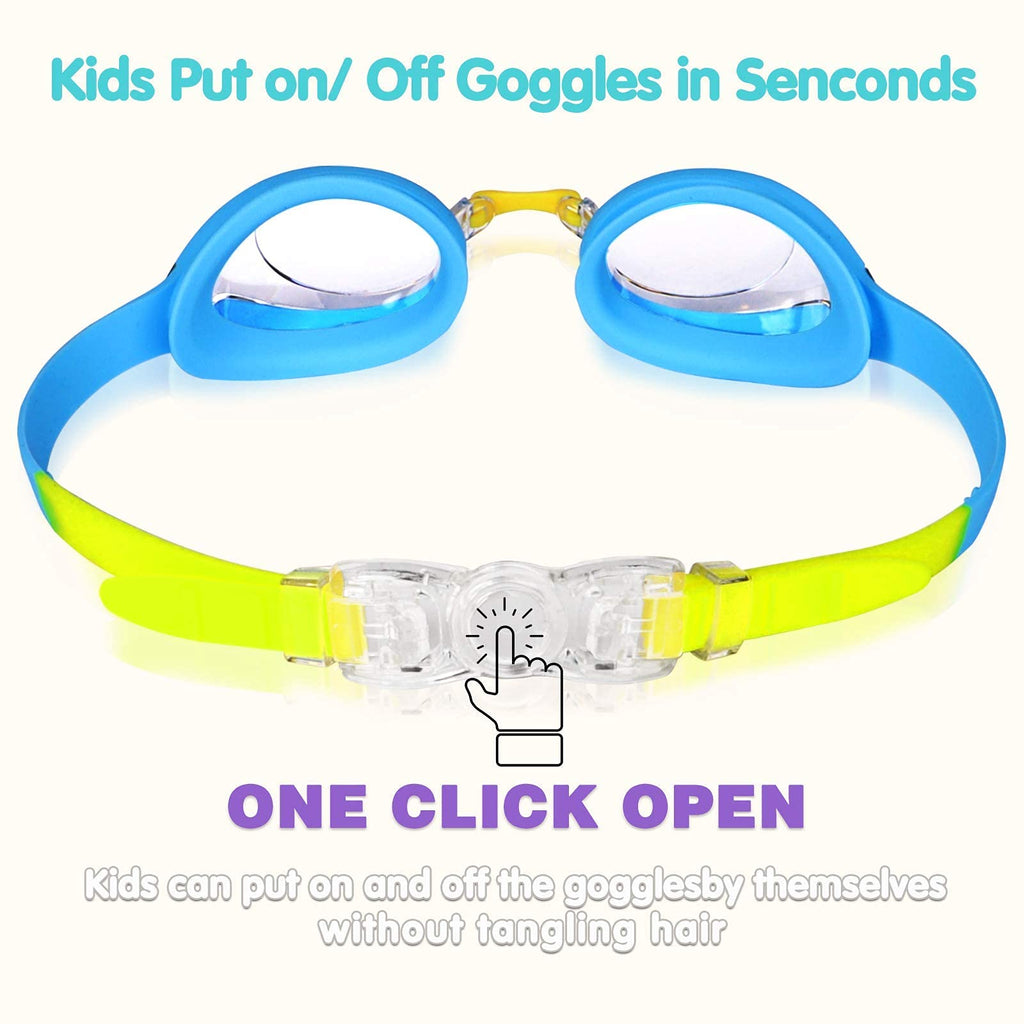 Keary 2 Pack Kids Swim Goggles Swimming Goggles For Toddler Children Girls Boys Youth, Anti-Fog Waterproof Uv Protection Crystal