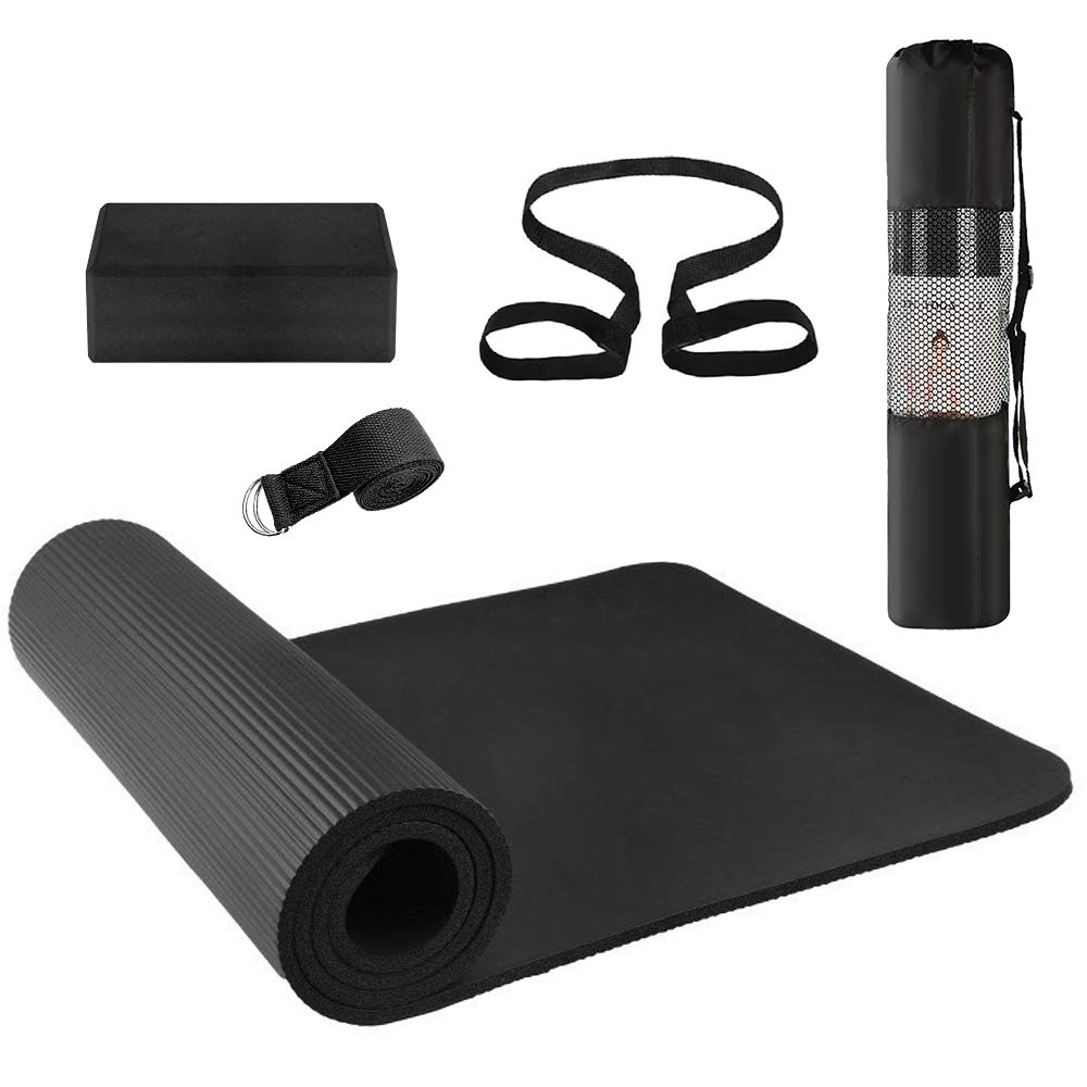3PCS Yoga Equipment Set Yoga Mat Yoga Blocks Stretching Strap Yoga Beginner Exercise Set with Mat Storage Pouch and Strap Huaish