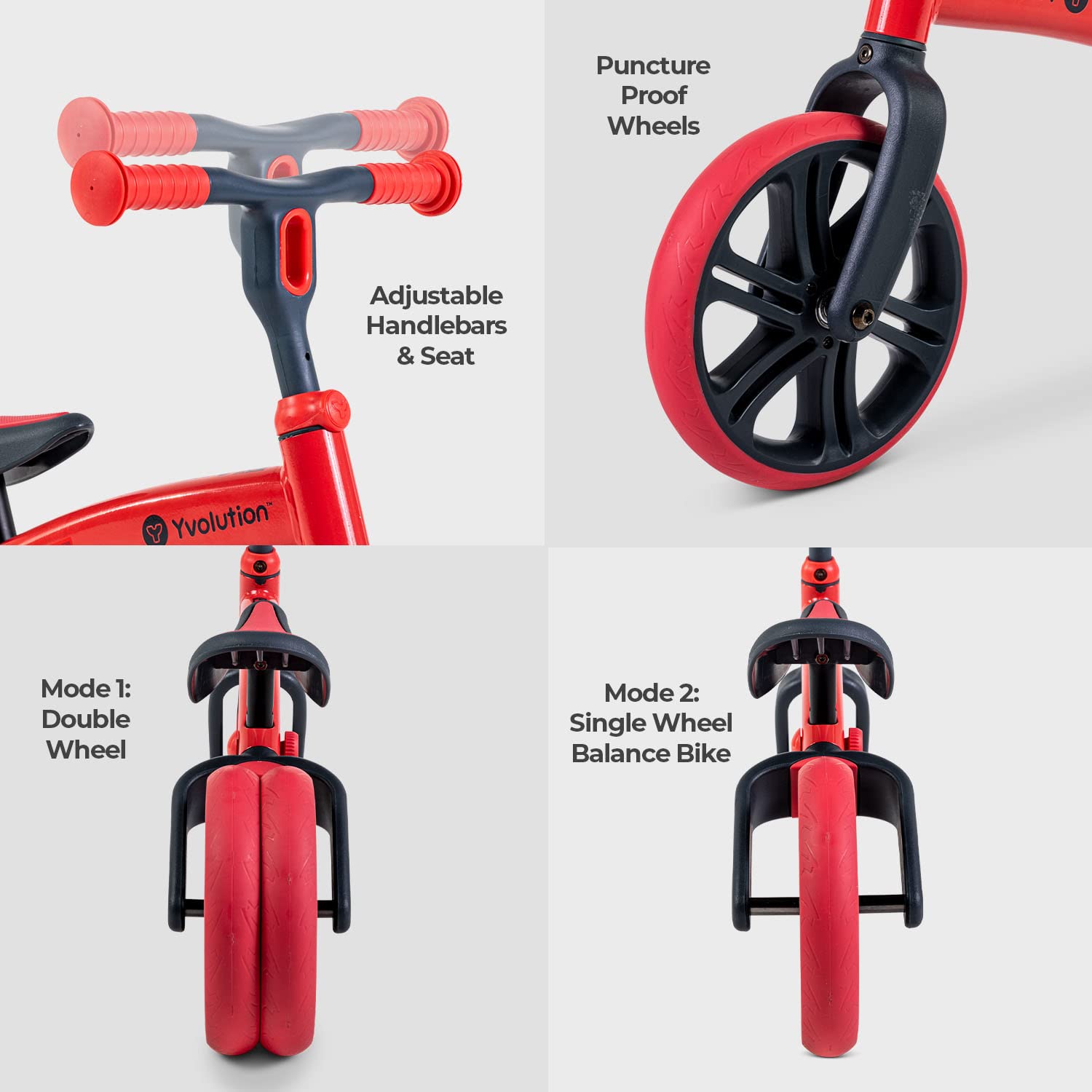 Yvolution Y Velo Junior Toddler Balance Bike | 9 Inch Wheel No-Pedal Training Bike For Kids Age 18 Months To 4 Years (Red 2022)