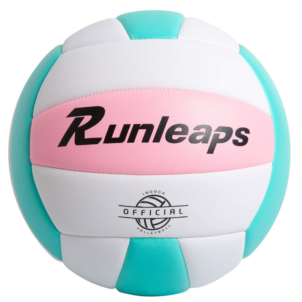 Runleaps Soft Indoor Volleyball Waterproof Volleyball Light Touch Recreational Ball For Pool Gym Indoor Outdoor (Pink/Light Blue
