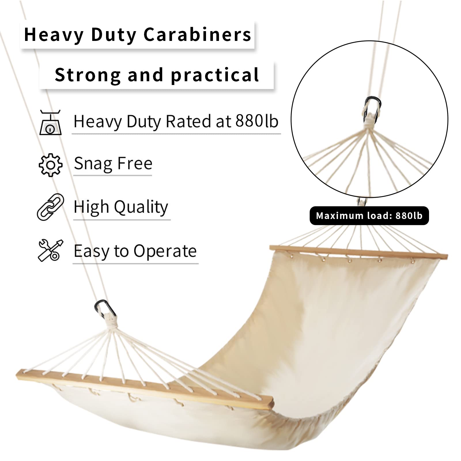 Carabiner Caribeener Clips, 3 Heavy Duty Carabiner For Hammocks, Camping Accessories, Hiking, Keychains, D Shaped Spring Hook Ca