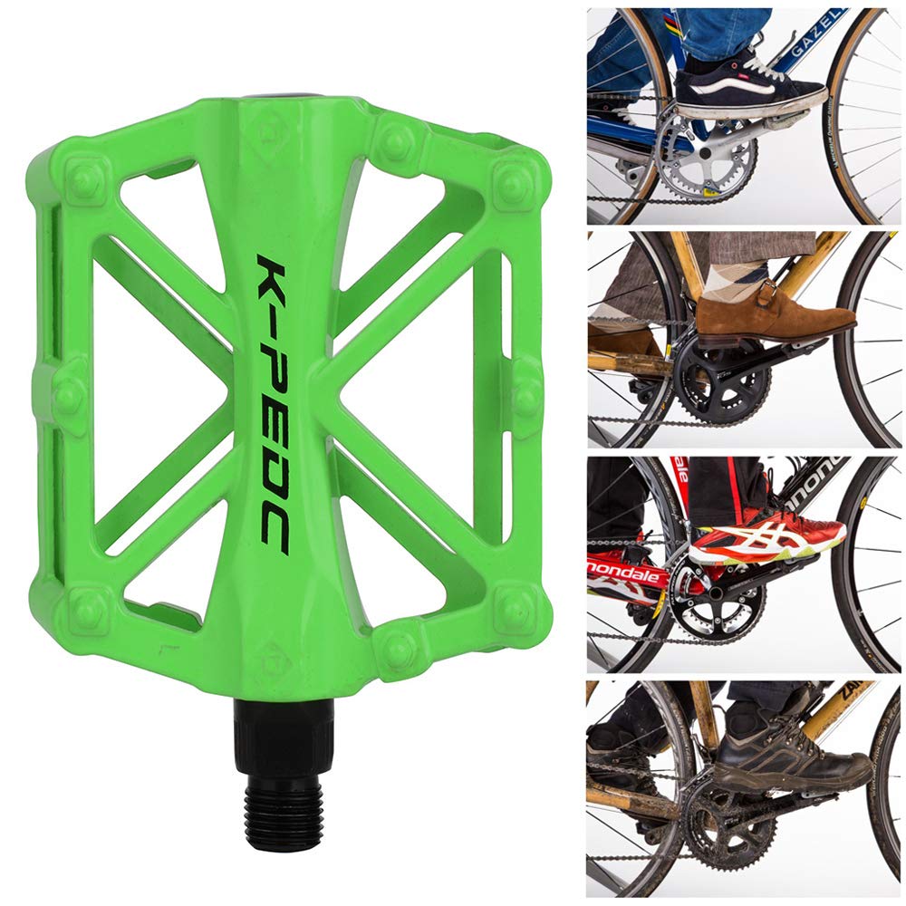 Boruizhen Aluminium Cnc Bike Platform Pedals Lightweight Road Cycling Bicycle Pedals For Mtb Bmx (Green)
