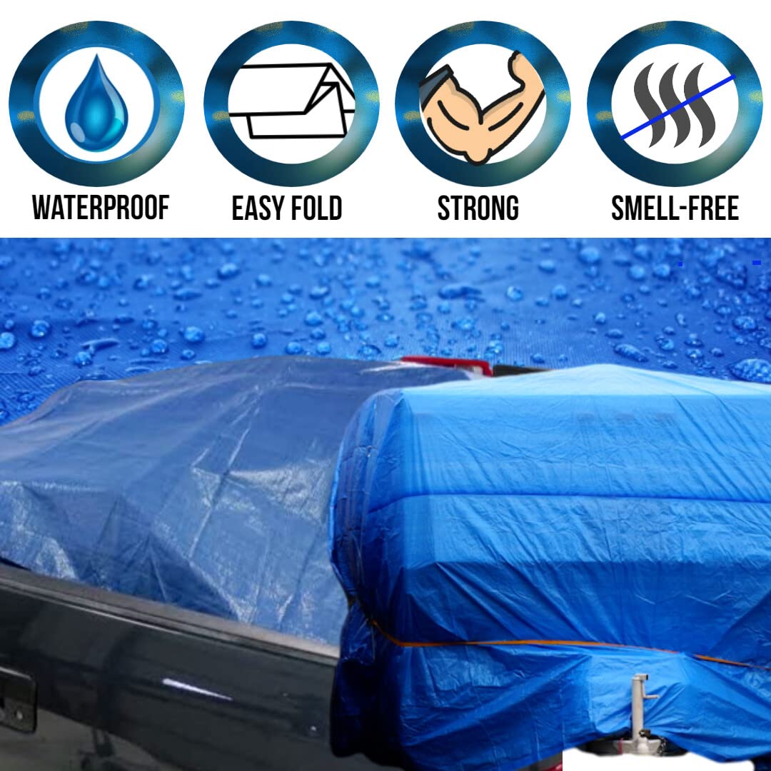 Comfitwear 8X10 Blue Poly Tarp Cover, Water Proof Tent Shelter Camping Rv Boat Tarpaulin
