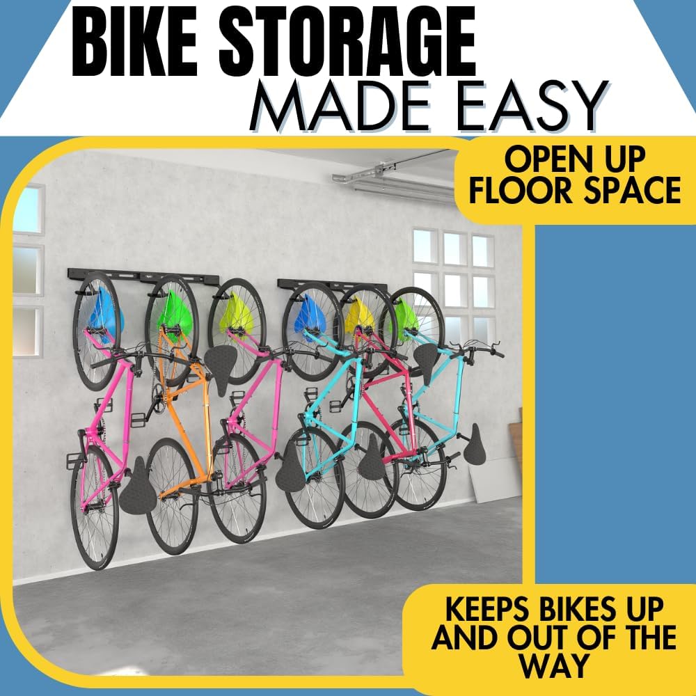 Koova Wall Mount Bike Rack  Steel Bike Mount Wall  Adjustable Bike Hangers For Garage  Easy Mount Bike Rack Garage  Garage Bike