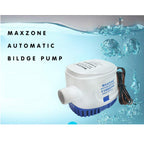 Maxzone Automatic Submersible Boat Bilge Water Pump 12V 1100Gph Auto With Float Switch (Blue - Automatic)