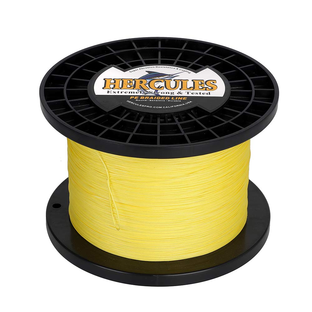 Hercules Braided Fishing Line 2000M 2187Yds 10Lbs-200Lbs Pe Superline 8 Strands (Yellow 200Lb/90.7Kg 0.75Mm)
