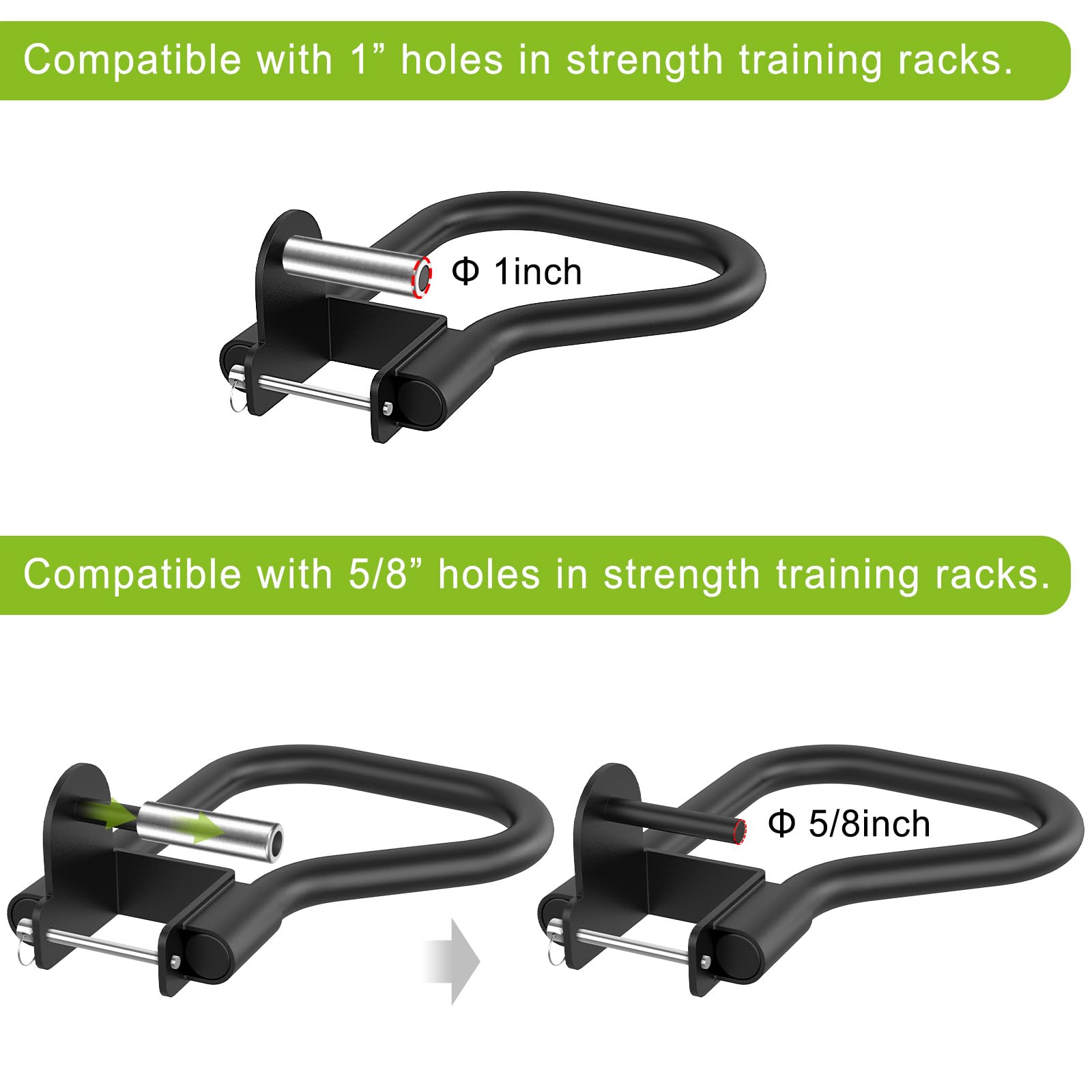 Seleware Dip Bar Attachment For 3'' X 3'' With 1'' Or 5/8'' Hole Power Cage Squat Rack, Set Of 2 Heavy Duty Steel Dip Handles Wi