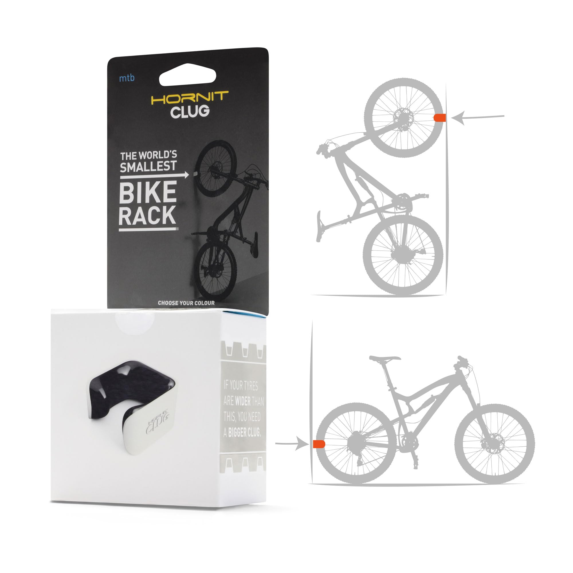 Hornit Clug Bike Clip Storage Rack & Mount System - Worlds Smallest Bike Rack For Indoor/Outdoor Bike Storage - Won'T Damage Rim