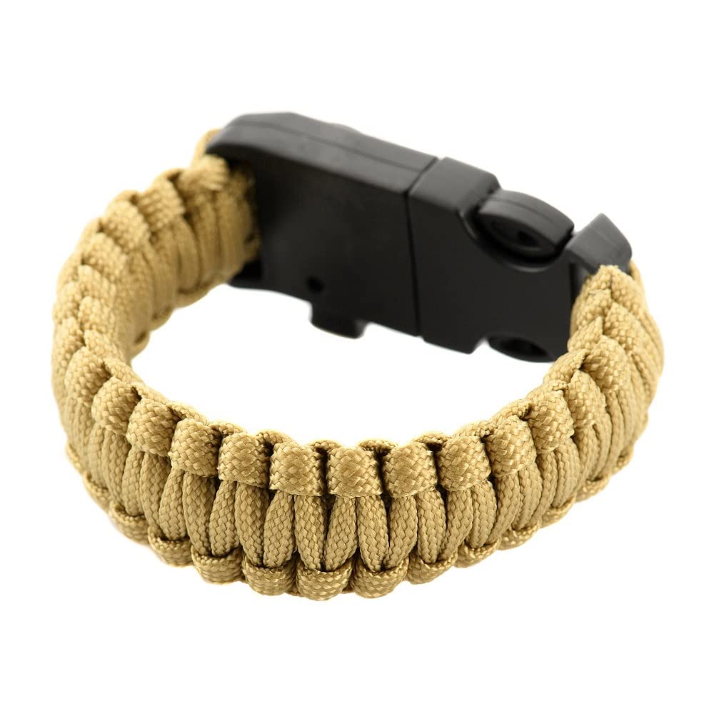 M-Tac Survival Paracord Bracelet - 12  Ft Emergency Rope With Compass & Whistle - Tactical Cord For Camping, Hiking, Edc (Coyote