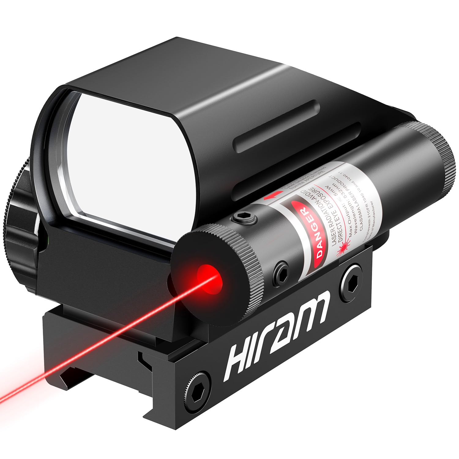 Hiram 1x22x33 Holographic Reflex Scope Sight with 4 Reticles Red and Green Dot with Red Laser