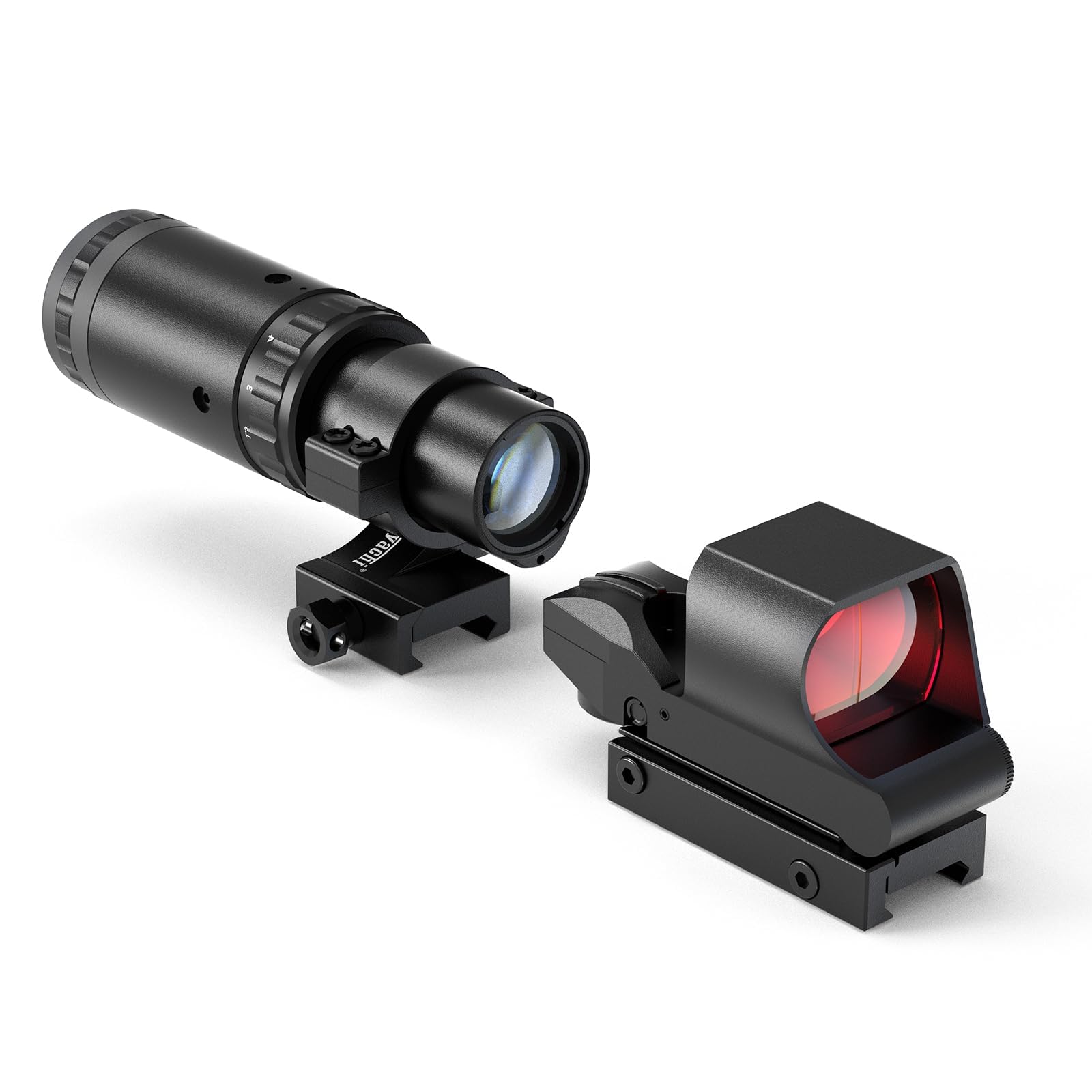 Feyachi RS-30 Red Dot Sight 2 MOA with M37 Red Dot Magnifier, 1.5X -5X Magnificaton, Flip to Left Release Button, Picatinny Moun