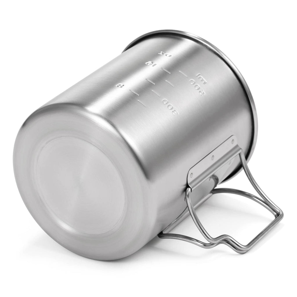 Lixada 750Ml Camping Cup Pot Cup Stainless Steel Water Cup Mug With Foldable Spoon For Outdoor Camping Hiking Backpacking