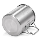 Lixada 750Ml Camping Cup Pot Cup Stainless Steel Water Cup Mug With Foldable Spoon For Outdoor Camping Hiking Backpacking