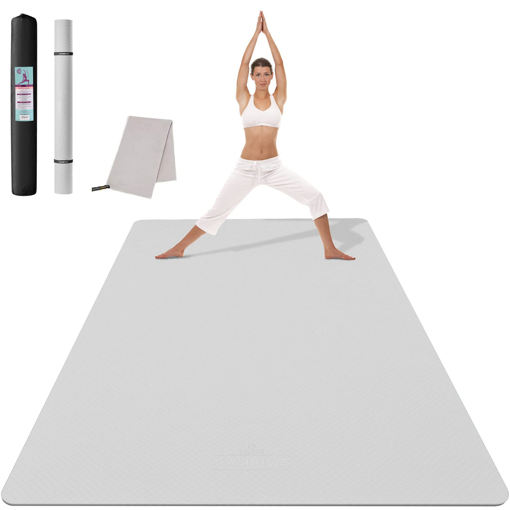 Cambivo Large Yoga Mat For Men And Women 1/4 Inch Thick, 72'' X 48'' Extra Wide Workout Mat, Exercise Fitness Tpe Mat For Home G