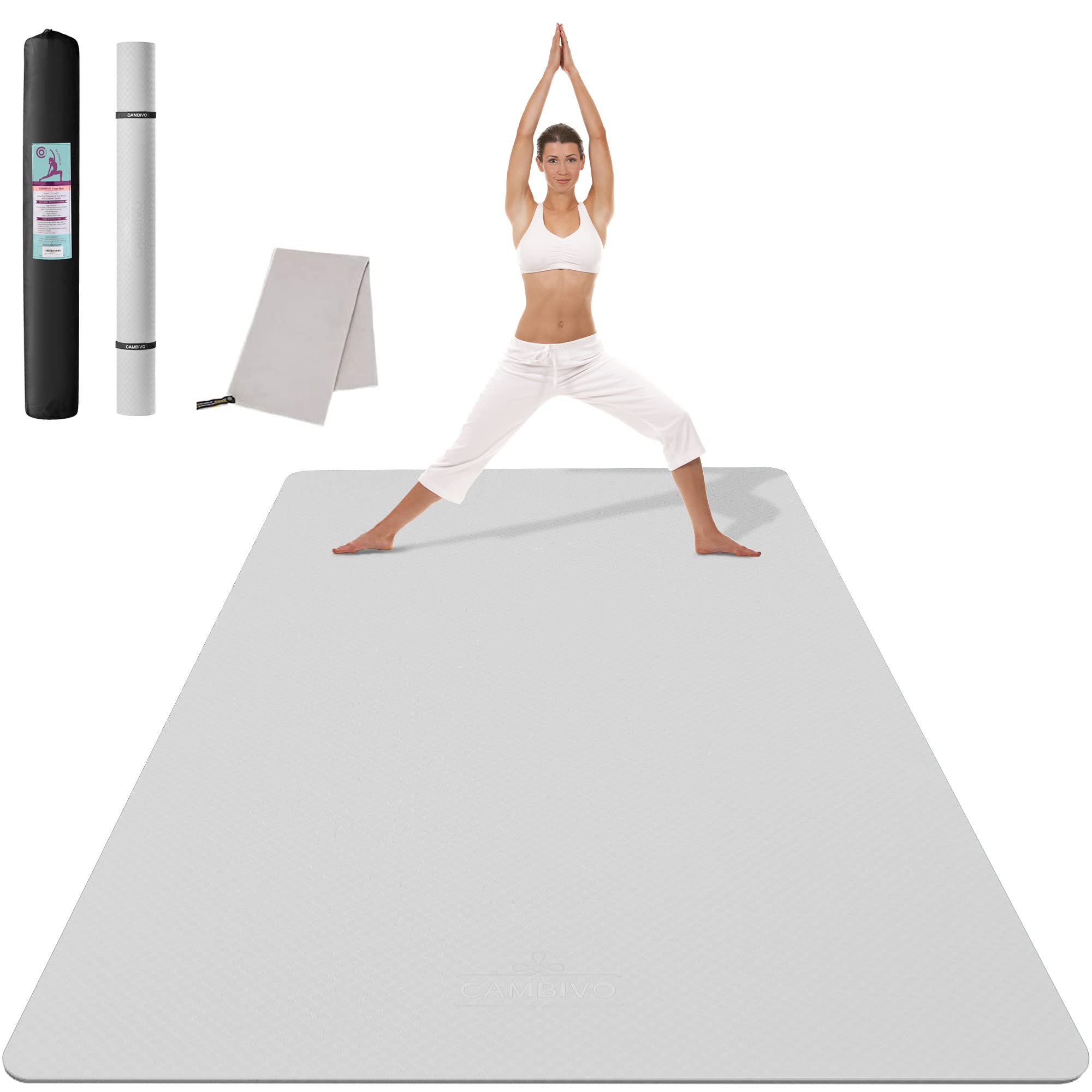 Cambivo Large Yoga Mat For Men And Women 1/4 Inch Thick, 72'' X 48'' Extra Wide Workout Mat, Exercise Fitness Tpe Mat For Home G