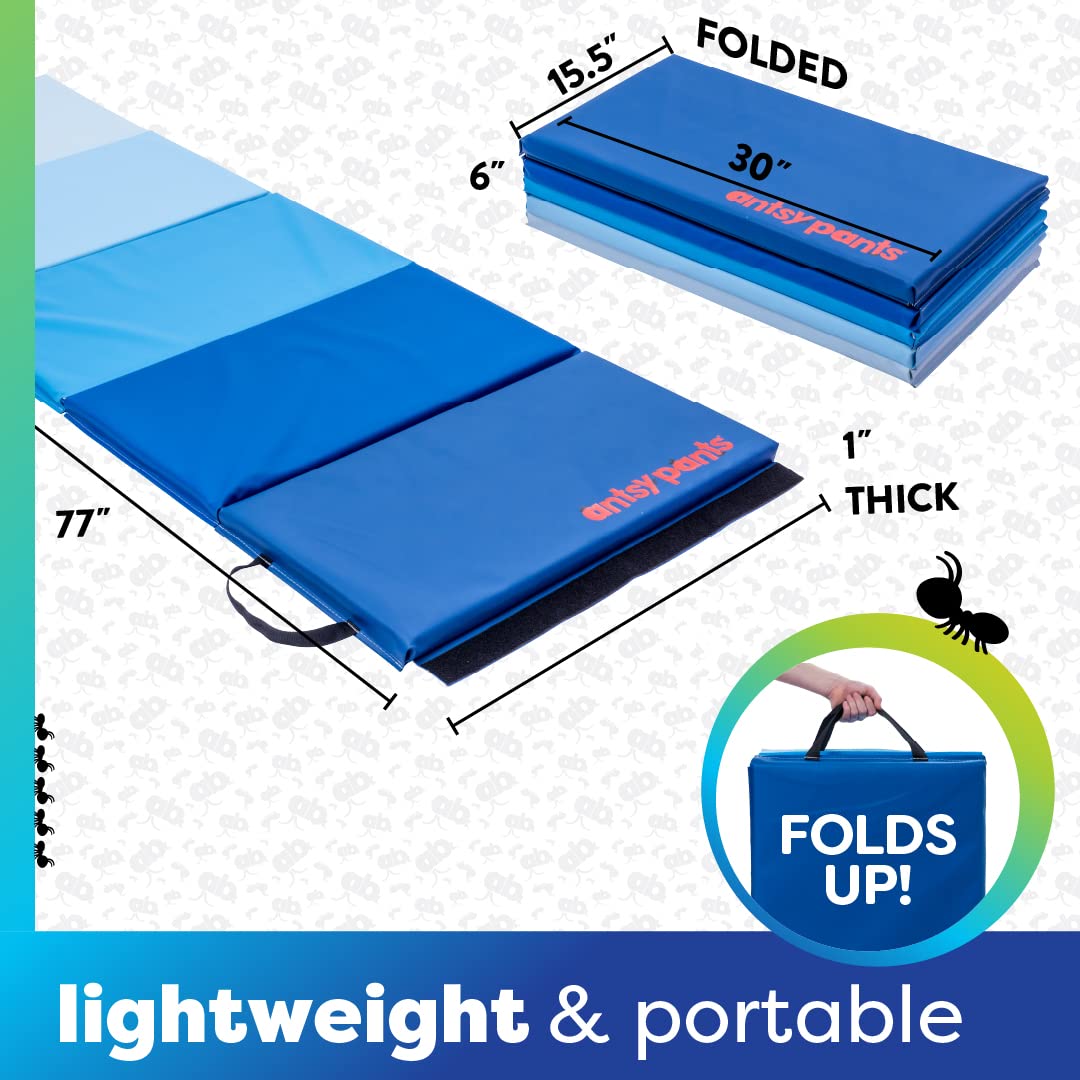 Flybar Antsy Pants Tumbling Mat - Gymnastics Mat, Easy To Clean Gym Mat, Sturdy, Foldable Tumbling Mat For Kids, Padded, Lightwe