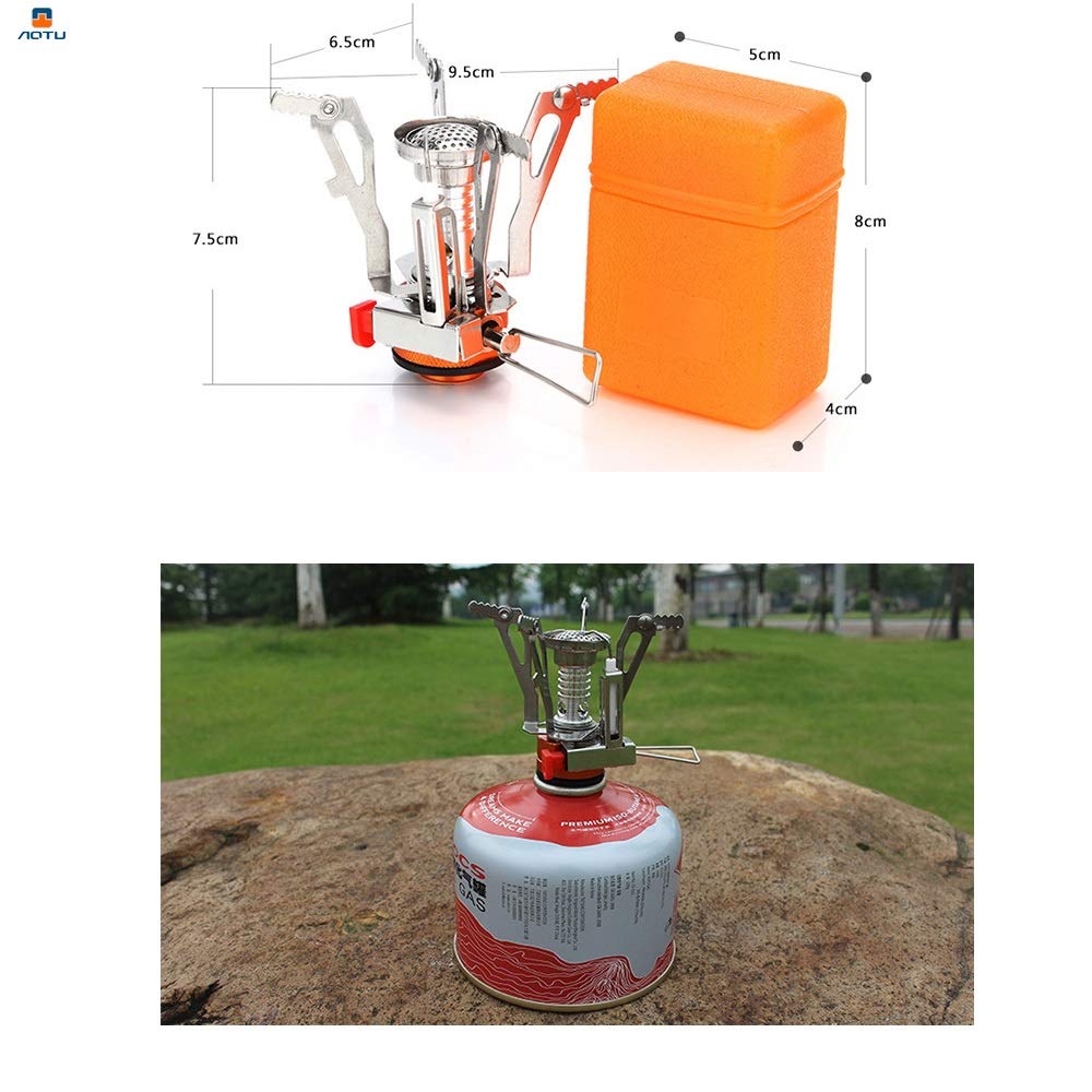 Aotu Portable Camping Stoves Backpacking Stove With Piezo Ignition Stable Support Wind-Resistance Camp Stove For Outdoor Camping
