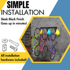Koova Usa-Made Garage Wall Mount Bike Rack For 2, 3 Or 6 Bicycles  Wide Hooks Fit Regular And Fat Tire Bikes  Includes Helmet St
