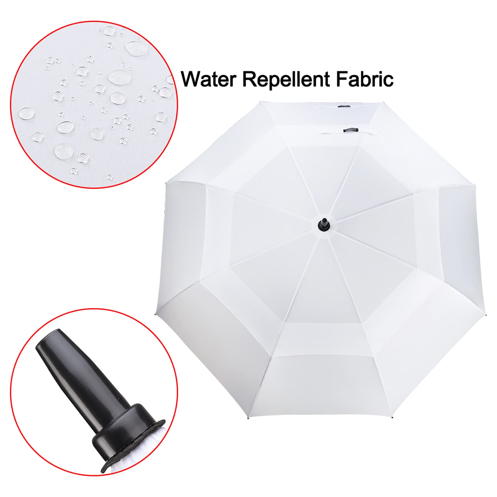 G4Free 62 Inch Automatic Open Golf Umbrella Extra Large Oversize Double Canopy Vented Windproof Waterproof Stick Umbrellas(White