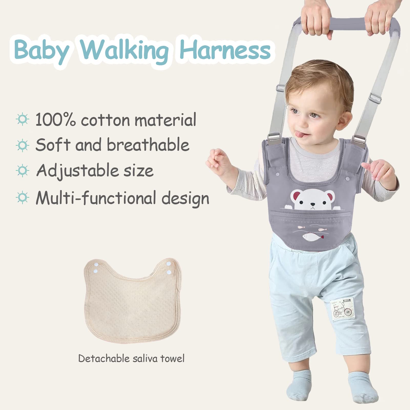 Ocanoiy Baby Walking Harness Handheld Baby Walker Assistant Belt Adjustable Toddler Infant Walker Safety Harnesses Standing Up A