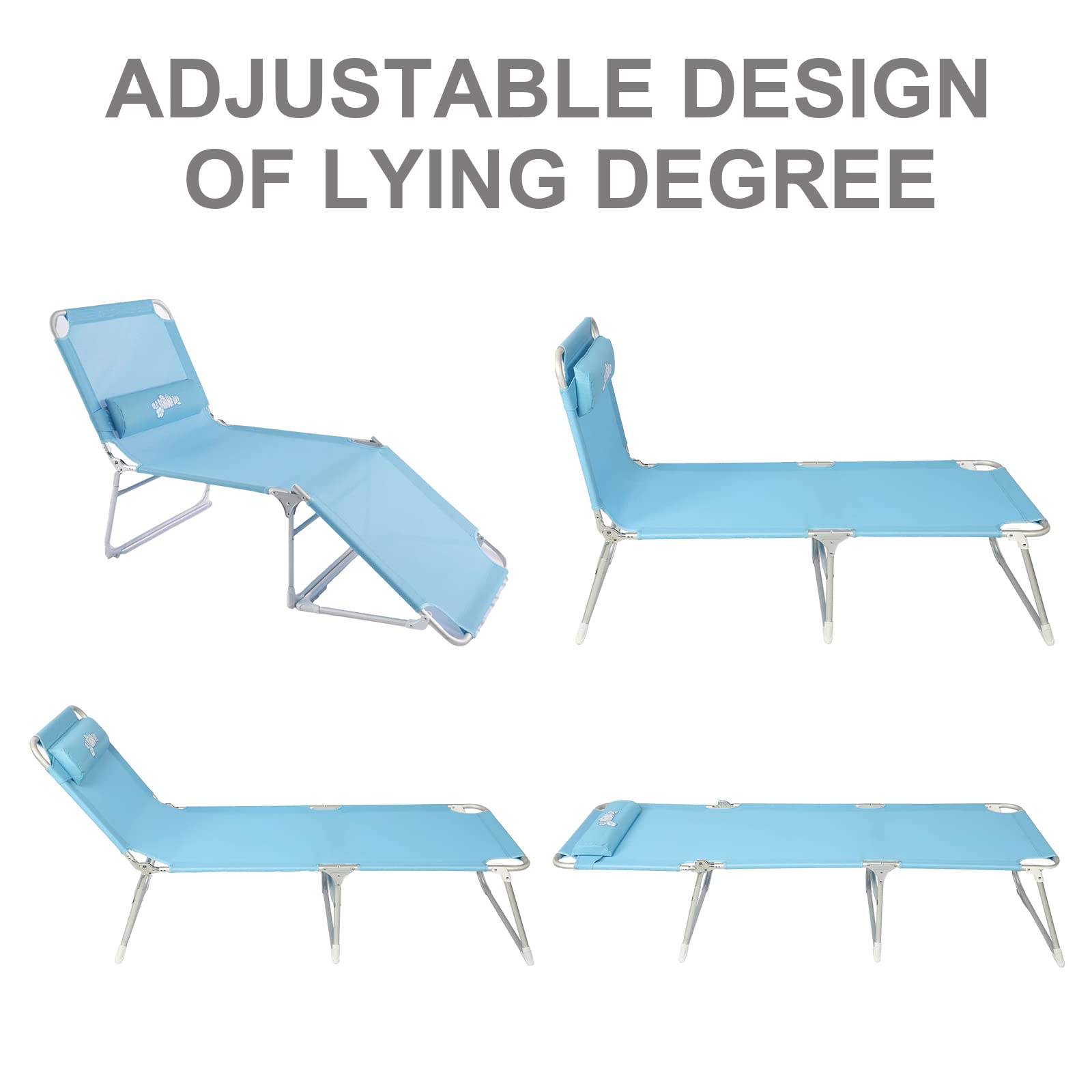 Old Bahama Bay Cot With Pillow 4-Positions Folding Recliner Lounger Bed For Camping/Travel/Beach/Hiking/Patio, Supports 250Lbs,