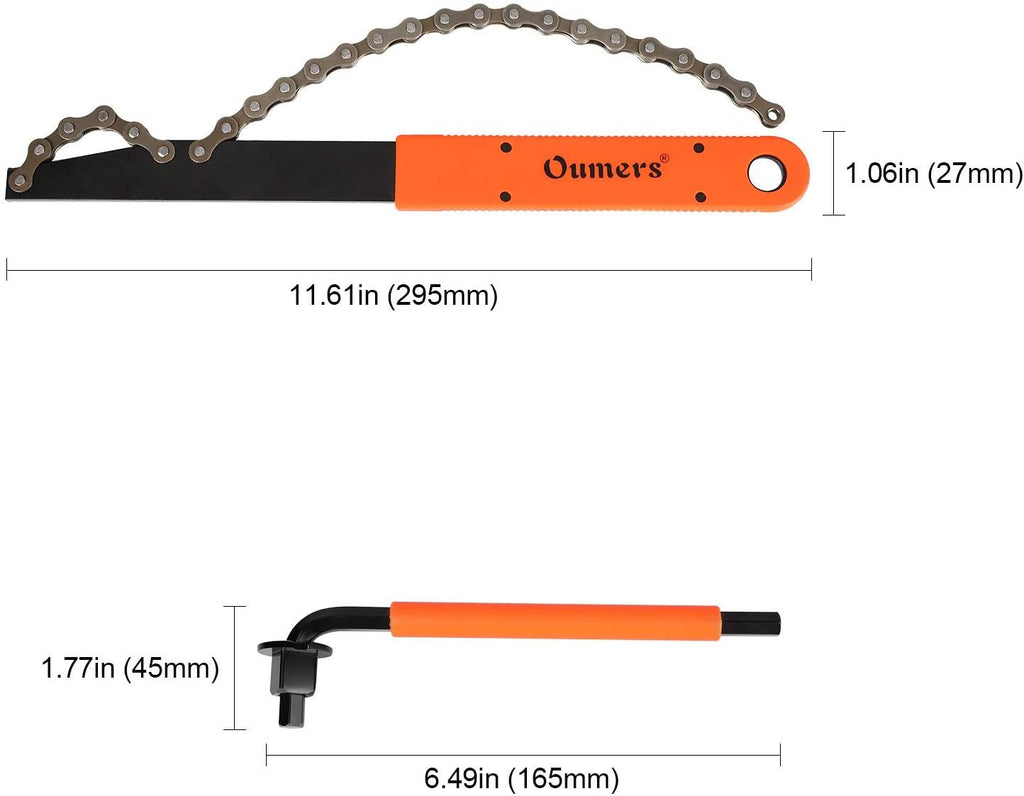 Oumers Bike Cassette Removal Tool With Chain Whip And Auxiliary Wrench Bicycle Sprocket Removal Tools, Bicycle Cassette Lock Rin