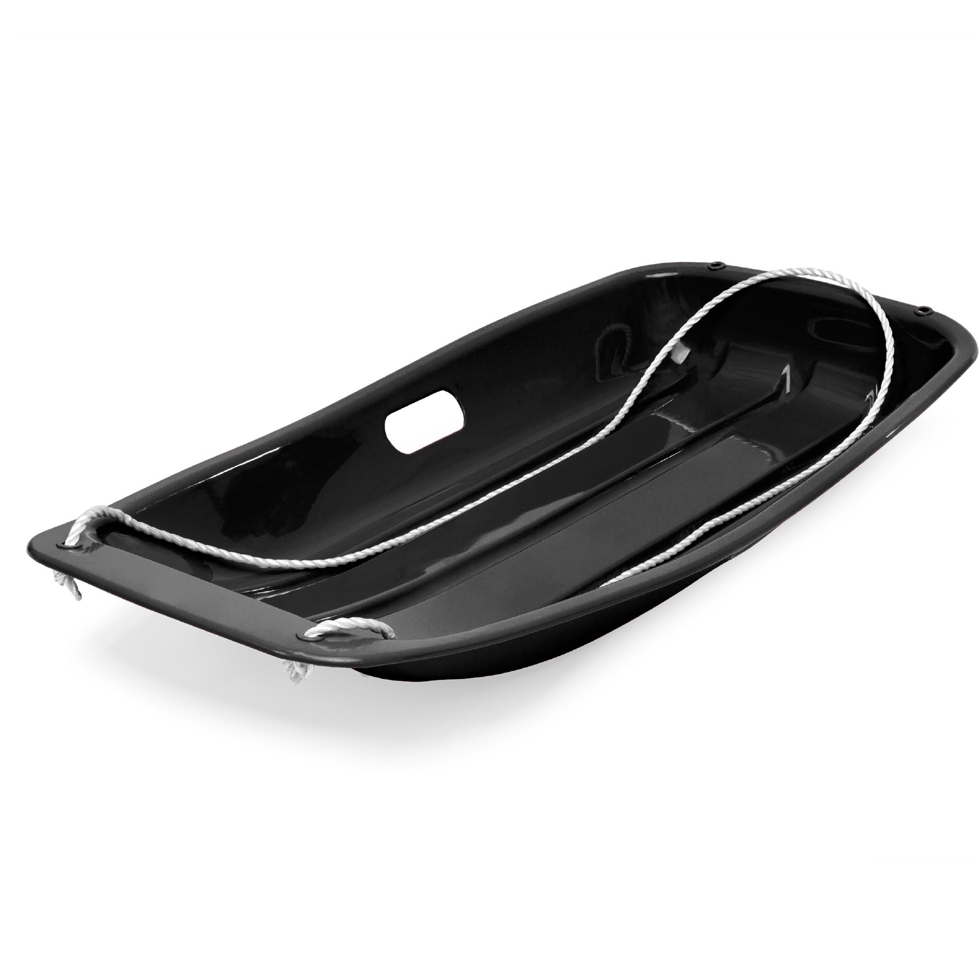 Best Choice Products 35In Kids Plastic Toboggan Snow Sled W/Pull Rope, 2 Handles - Black