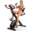Foldable Exercise Bike - Stationary Bike for Home with Ergonomic Backrest, 300LB Capacity, Arm Resistance Bands, and Heart Rate 
