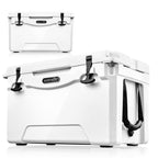 Serenelife 50 Quart Portable Cooler Box - Lightweight Heavy-Duty Travel Ice Cooler With 2-Way Handles, Drain - 5 Days Ice Retent