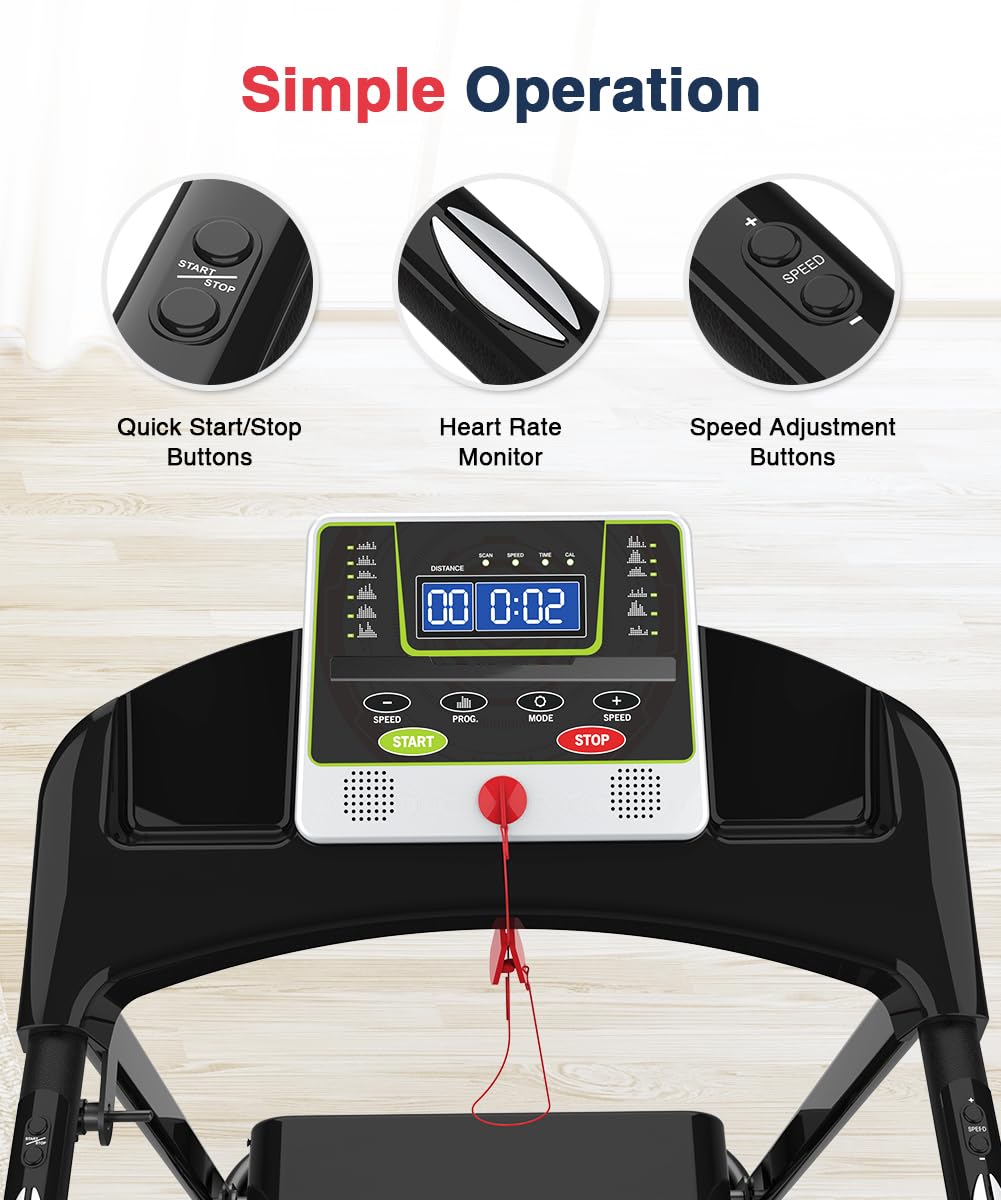 Redliro Walking Treadmill With Long Handrail For Balance, Recovery Fitness Exercise Machine Foldable For Home Use With Holder Fo