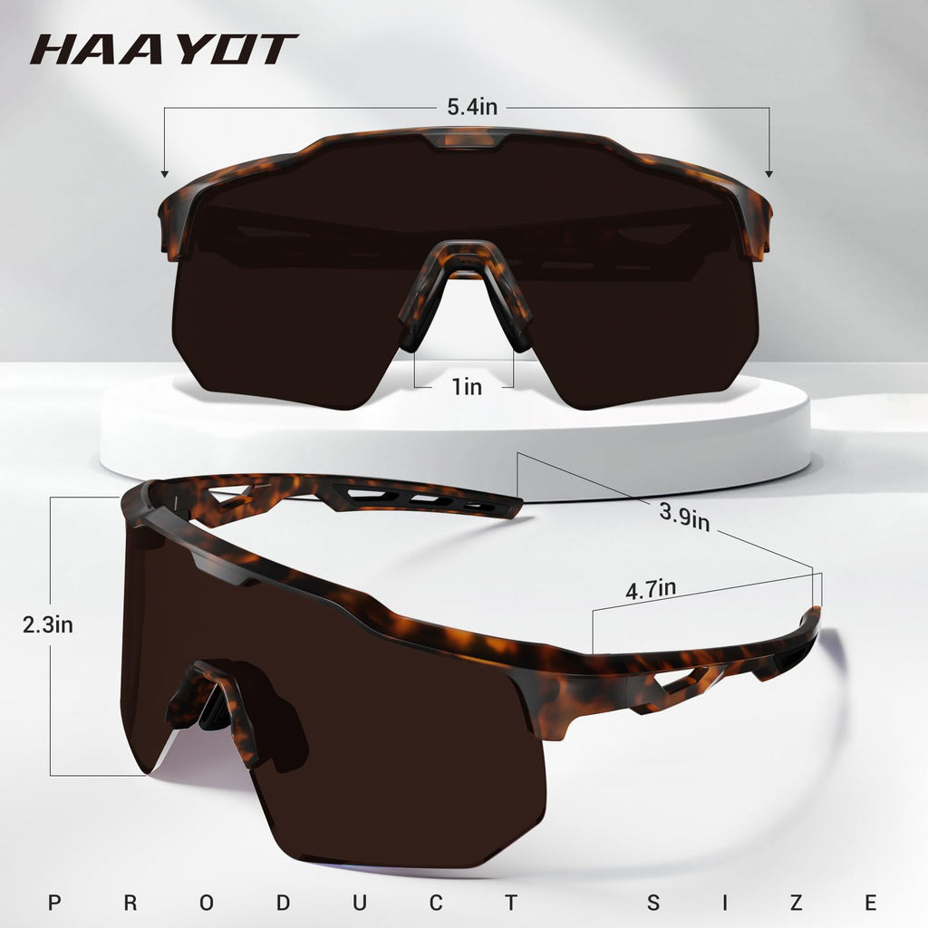 Haayot Polarized Cycling Glasses,Sports Sunglasses For Men Women,Baseball Biking Running Fishing Sunglasses With 5 Interchangeab